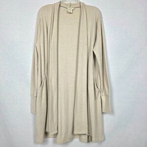 Grace & Emma Long Drape Cardigan Beige S/M